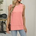 thumbnail image 4 of Annhoo Tank Tops for Women Crew Neck Side Slit Sleeveless Shirts Summer Trendy Casual Going out Blouses, 4 of 5