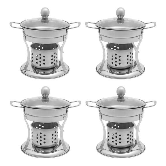 TFCFL 4 Pack 5L Chafing Dishes Stainless Steel Mini Hot Pot Buffet Cooking Pot with Clear Lid