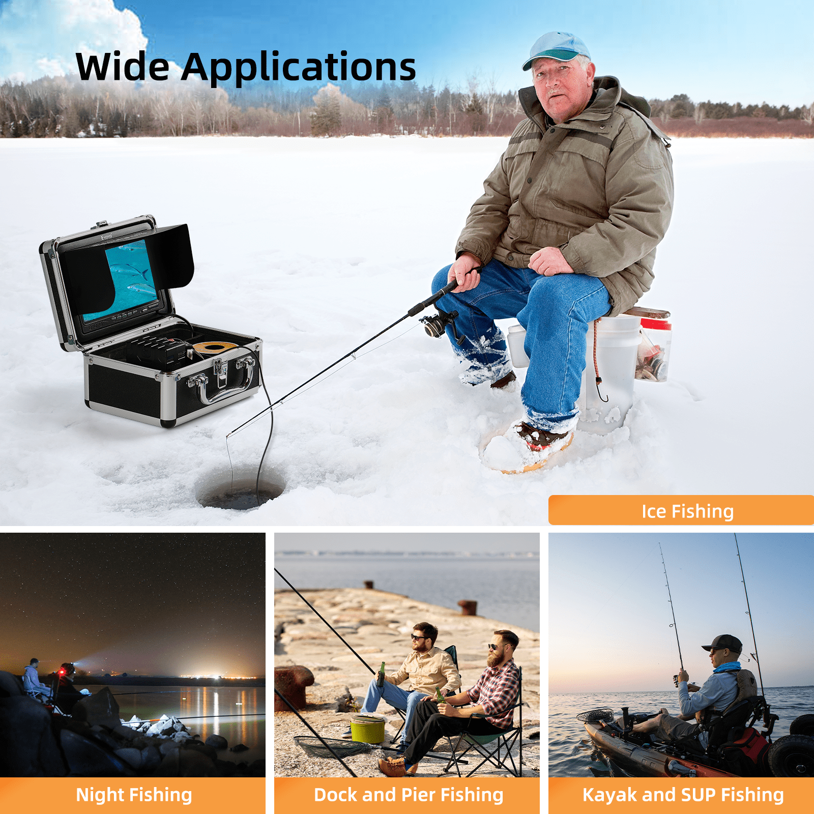 Eyoyo Portable Underwater 30 LEDs Fishing Camera Kit Support DVR 7 Inch  Monitor Video Fish Detector 1000TVL For Ice/Sea Fishing - AliExpress