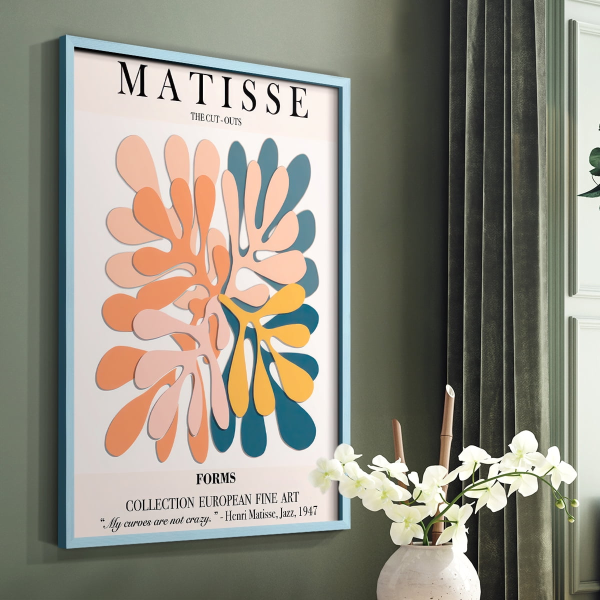Matisse CXCIV Framed Print in Blue Solid Wood 8 x 10 Framed Print