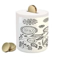thumbnail image 2 of Floral Piggy Bank, Doodle Style Circular Swirled Flower Petals Butterfly Leaves Curved Branches Design, Ceramic Coin Bank Money Box for Cash Saving, 3.6" X 3.2", Black White, by Ambesonne, 2 of 4
