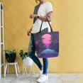 thumbnail image 4 of FORMRS Womens Canvas Tote Bag with Zipper Inner Pocket Shoulder Handbag, Night Neon Road, 4 of 7