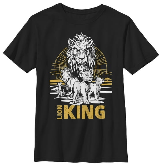 Boy's Lion King Savannah Sunset Crew Graphic Tee Black X Small