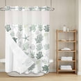 thumbnail image 6 of No Hook Shower Curtain with Snap in Liner, Green Sea Turtle Coral Summer Ocean Waterproof Fabric Bathroom Curtain Mesh Top Window, Nautical Coastal Beach Shower Curtains 48x72in, 6 of 9