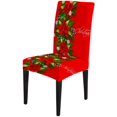 thumbnail image 7 of muroi Christmas Decoration Chair Covers Living Room Chair Cover Merry Christmas Red Poinsettia Wreath Snowflake Spandex Stretch Washable Chair Protectors Christmas Chair Covers Set of 4, 7 of 7