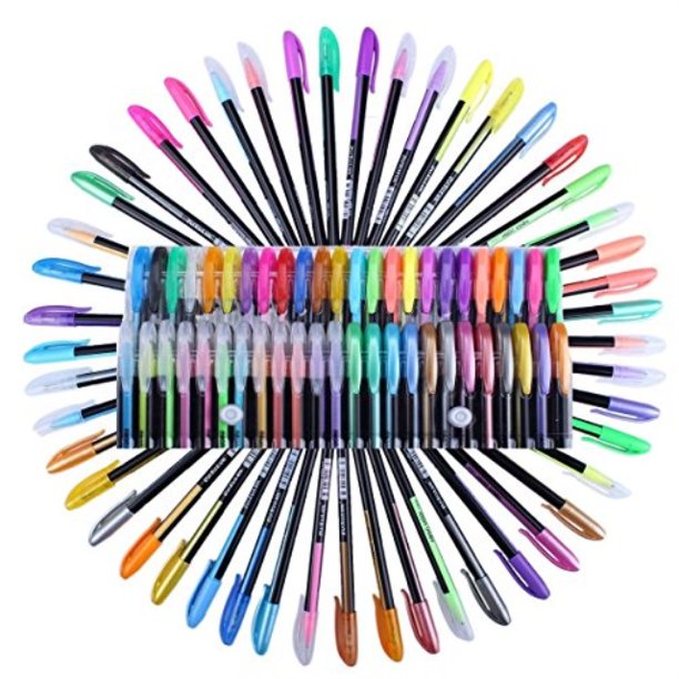 Yonger 48 X Gel Color Pens Gel Ink Glitter Pens Art Markers Fine Tip Pen Kit For Kid Coloring Books Drawing Walmart Com Walmart Com