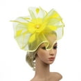 thumbnail image 2 of Fascinator Hat, Audhol Women Hat Headwear Church Feather Clip Fascinators Hat Wedding Party Cap for Ladies Hats for Tea Party Yellow One Size, 2 of 3
