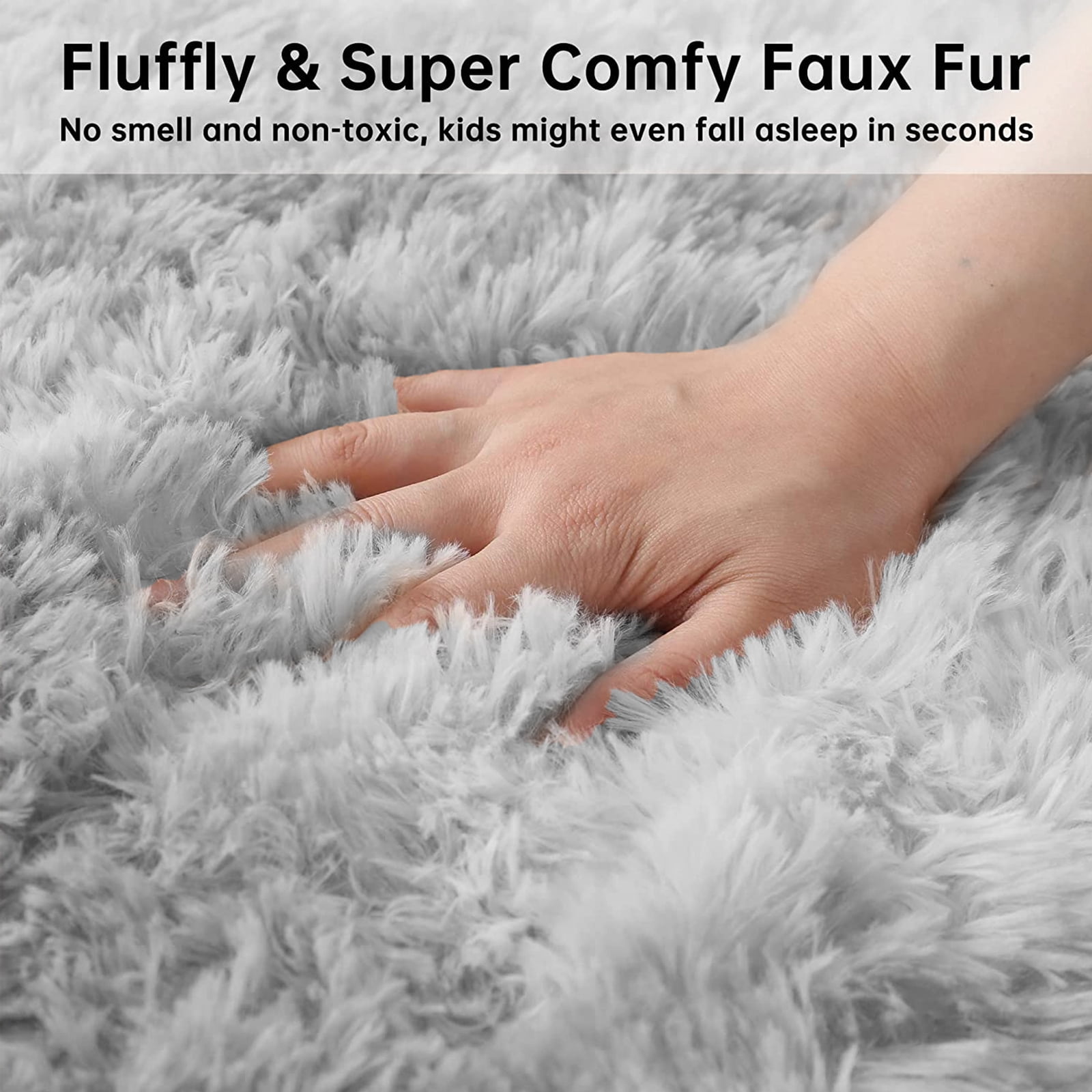 CozyDesg 8ft x 10ft Area Rugs, Soft Fluffy Area Rugs Floor Mat Floor Rugs for Living Room Bedroom Modern Decor Carpet, Light Gray