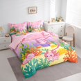 thumbnail image 2 of Manfei Monogram S Print 7-Piece King Bedding,Cheerful Axolotl King Bed in a Bag,Pink,Pink Reversible, 2 of 7