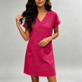 thumbnail image 4 of Womens Elegant Double Pocket Dress V Neck Mini Fashionable Casual Dress, S, 4 of 7