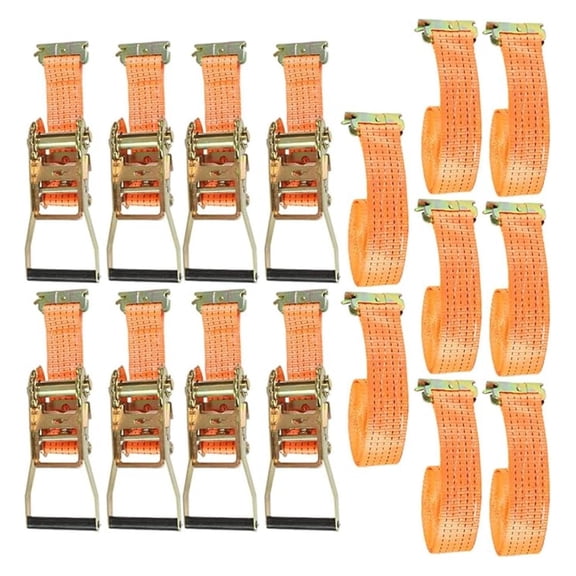 8 Pack Ratchet Straps 2 Inches x 15 Feet 4400Lbs E-Track Heavy Duty Tie Downs