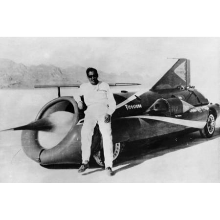 Land Speed Record Car - Art Arfons with 'Green Monster' Land Speed Record Car, C1966 Print Wall Art