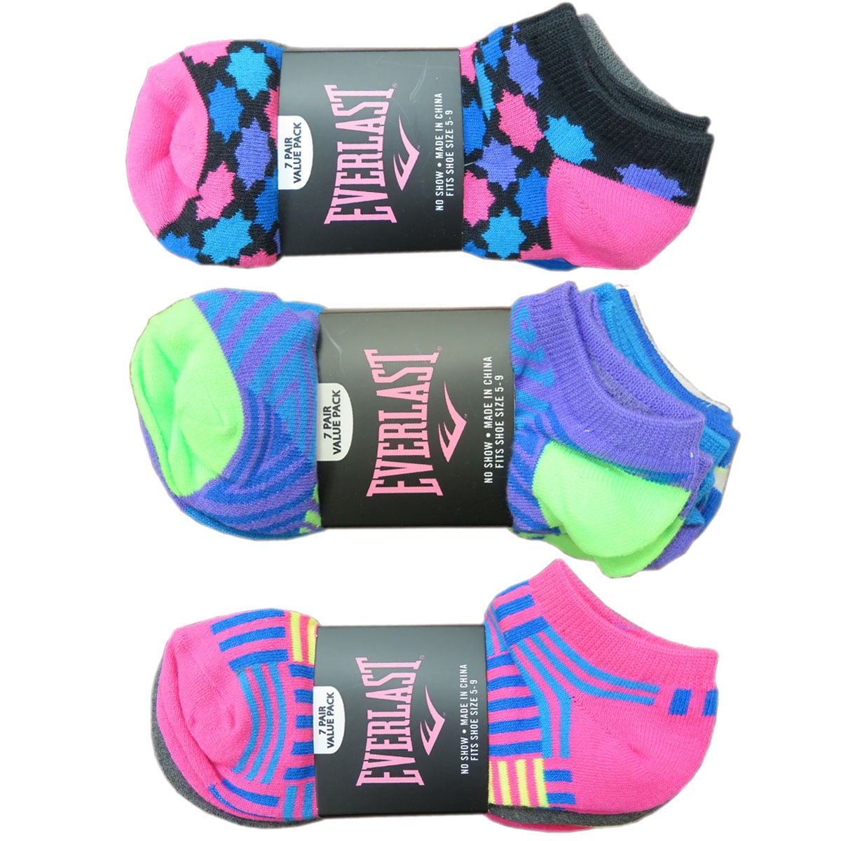 Everlast Women's Athletic socks No show Funky Colorful Funky Geometric ...
