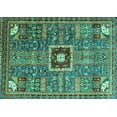 thumbnail image 1 of Ahgly Company Machine Washable Indoor Rectangle Abstract Turquoise Blue Modern Area Rugs, 7' x 9', 1 of 4