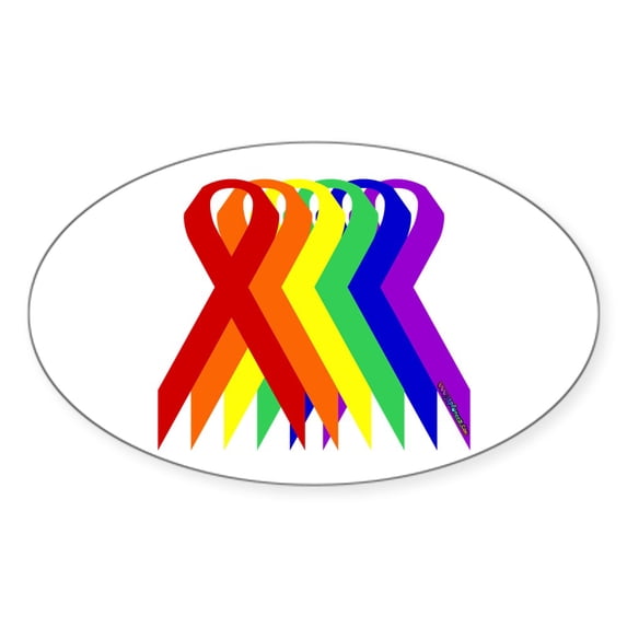 CafePress - Ribbons For All Oval Sticker - Sticker (Oval)