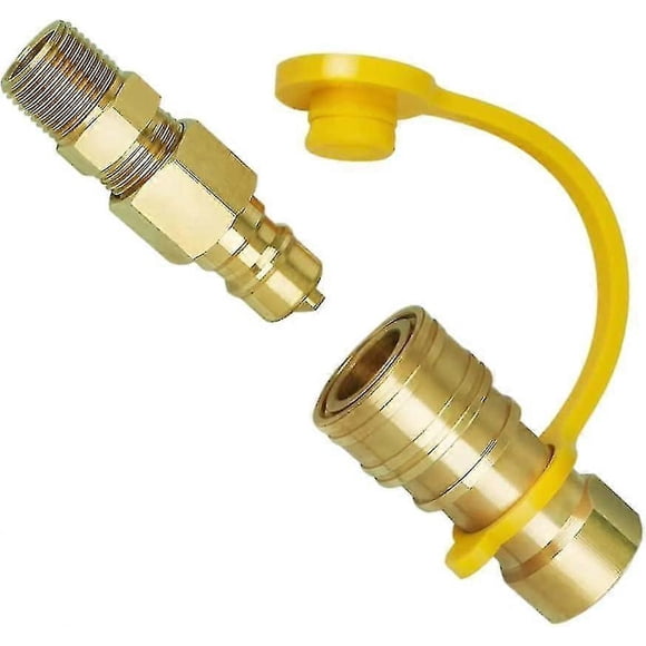 Brass 3/8" Propane/Natural Gas Quick Connect Fitting for BBQ Grill Hose & Regulator (Gold, 1-Piece)