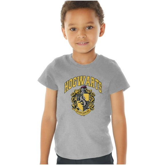 Harry Potter Hogwarts Hufflepuff Kids T Shirt (4) for Toddler Boys and Girls, Athletic Heather