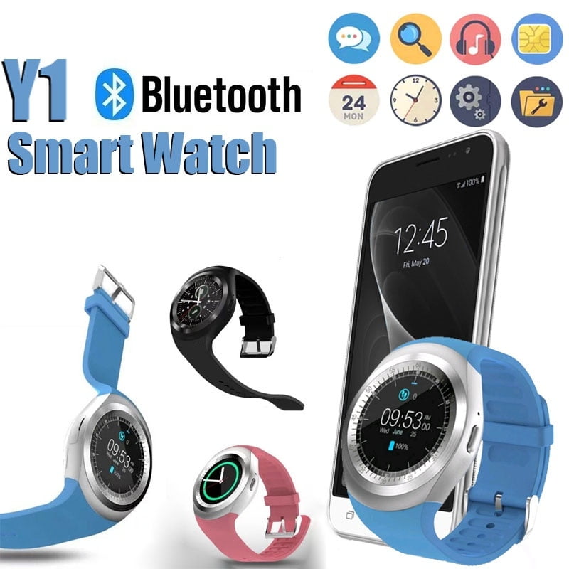 Waterproof Smart Watch Y1 Fashion Smartwatch Bluetooth Reloj Relogio 2G GSM SIM App Sync Mp3 for Apple IPhone Xiaomi Android Phones PK DZ09 Walmart