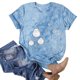 thumbnail image 2 of Gibobby Playera de Manga Corta con Cuello Redondo Mujeres Casual Tie Dye Impresión manga corta Tops Blusa Cuello redondo Casual Tee Túnica Camisas(Azul claro,CH), 2 of 4