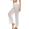 thumbnail image 2 of Lu's Chic Women's Bathing Suit Coverups Crochet Bikini Swimsuit Cover Up Knitted Beach Pants White Medium, 2 of 4