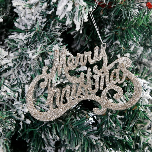 Xihbxyly Adorno de Tarjeta con Letras Alegres y Brillantes, Decoración para Árbol de Navidad con Purpurina, Ideal para Añadir a La Mesa Festiva, 15 X 9 Cm