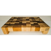 End Grain Cutting Board with Stainless Steel Tray