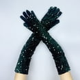thumbnail image 2 of GPOECD Long Gloves Carnival Sleeve Glitter Shiny Details Party Evening Wear Mittens, 2 of 4
