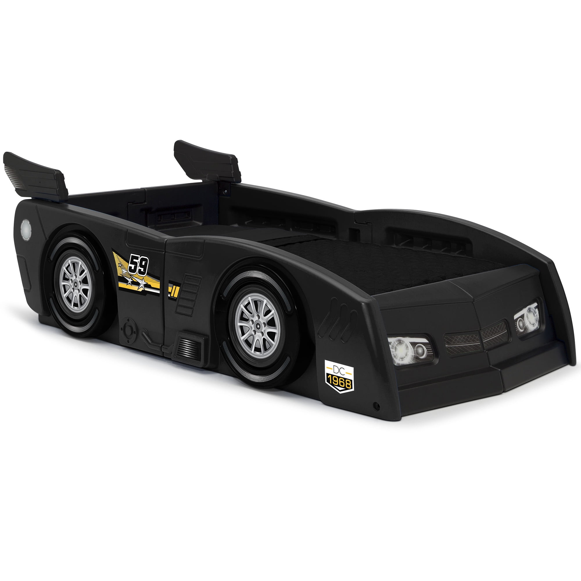 Delta Children Grand Prix Kids Plastic Toddler Bed, Twin, Black