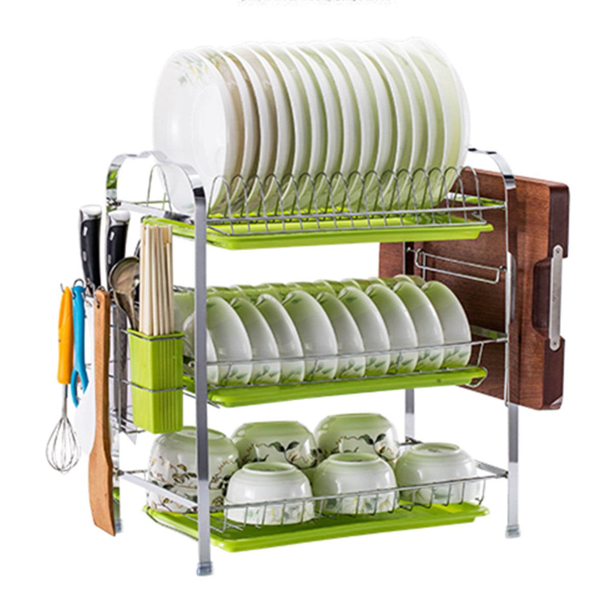 3 Tier Dish Drying Rack Drainer Stainless Steel Kitchen Cutlery Holder Shelf