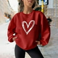 thumbnail image 1 of kkbbma Liquidation à Moins de 1$ Chandails en Molleton Imprimé Cœur pour Femmes Automne Décontracté Manches Longues Hauts Confortables Légers Col Rond Chandail, 1 of 4