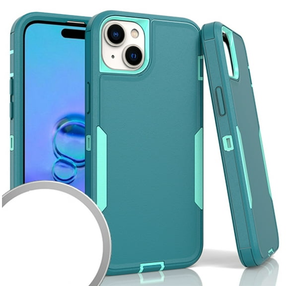 Compatible for iPhone 15 6.1" Slim Tough Hybrid Phone Cover Case - Tough Teal