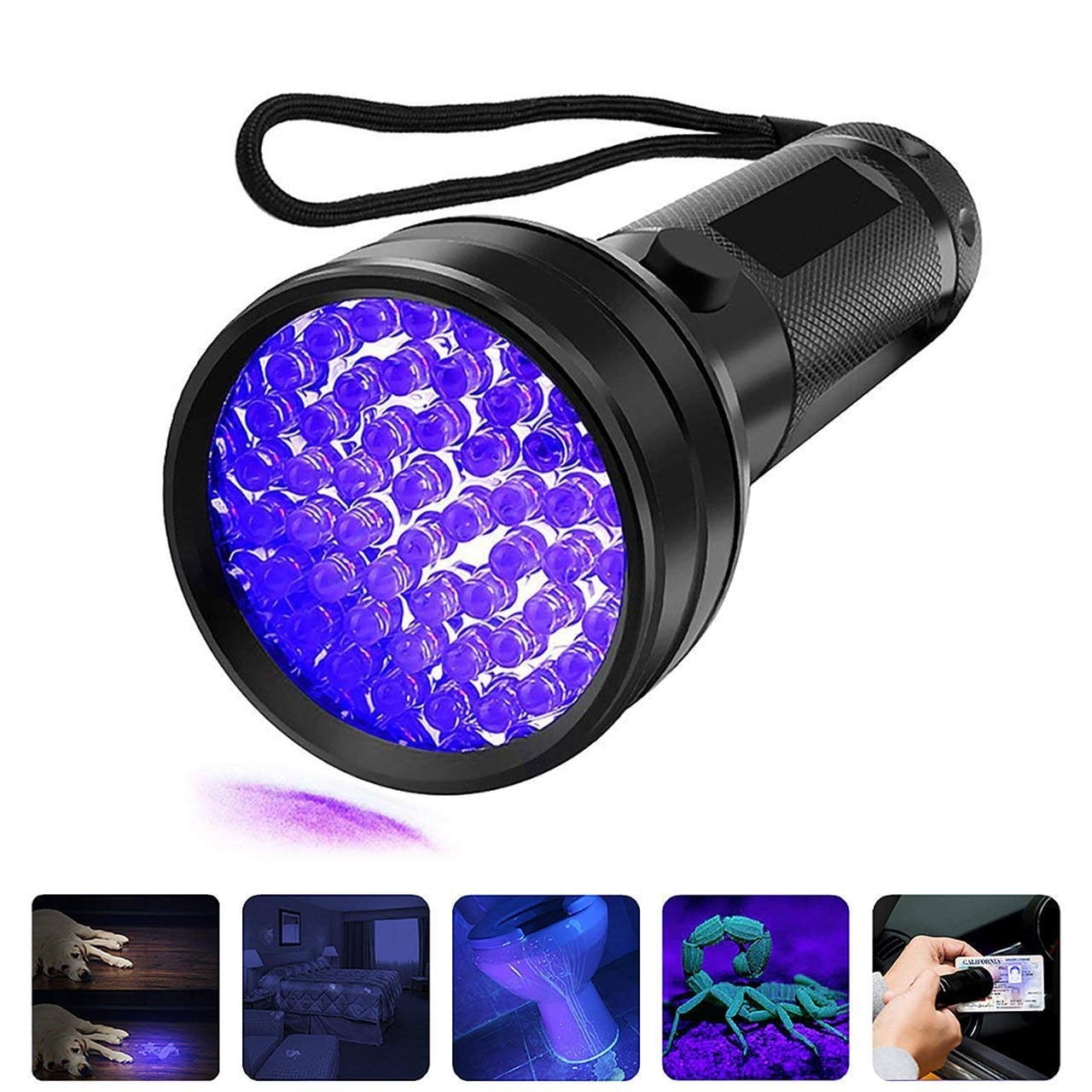 UV 100 Leds Flashlight 395nm Ultra Violet Torch Light Lamps Blacklight DetecPF 