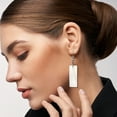 thumbnail image 6 of Beautiful Ocean Long Rectangle Shaped White Kabibe Shell Dangle Earrings, 6 of 6