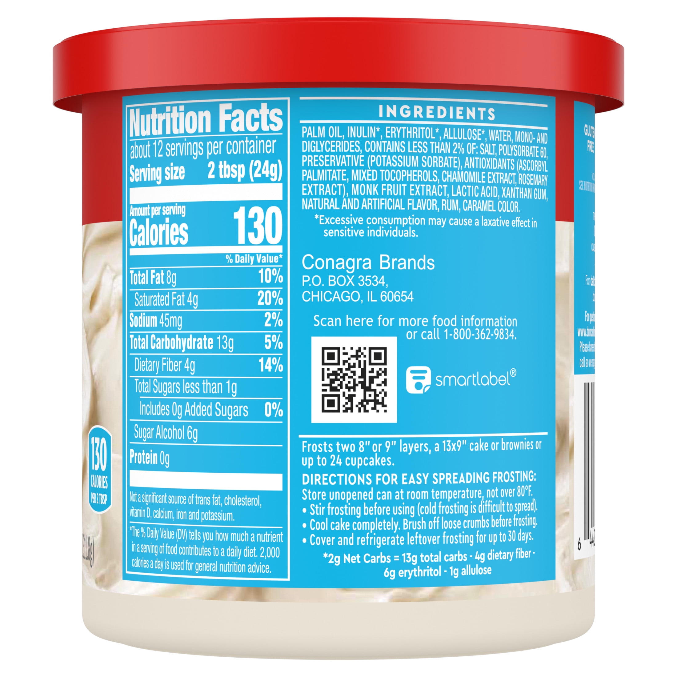 (8 pack) Duncan Hines Keto Friendly Vanilla Flavored Frosting, 11 oz