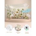thumbnail image 2 of Sage Green Yellow Spring Floral Pillow Cases Queen Size Set of 2, Smooth Satin Pillowcase for Hair and Skin, Watercolor Botanical Summer Flowers Decorative Cooling Bed Pillow Covers, 20x30 Inches, 2 of 5