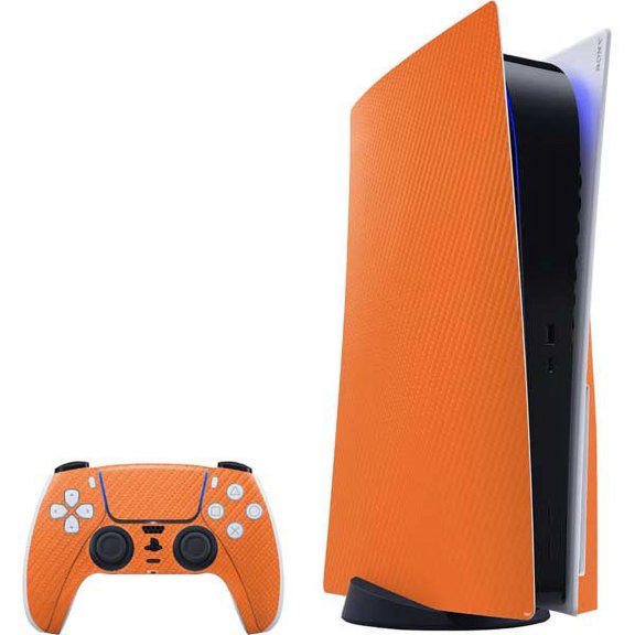 Skinit Orange Carbon Fiber Specialty Texture Material PS5 Bundle Skin
