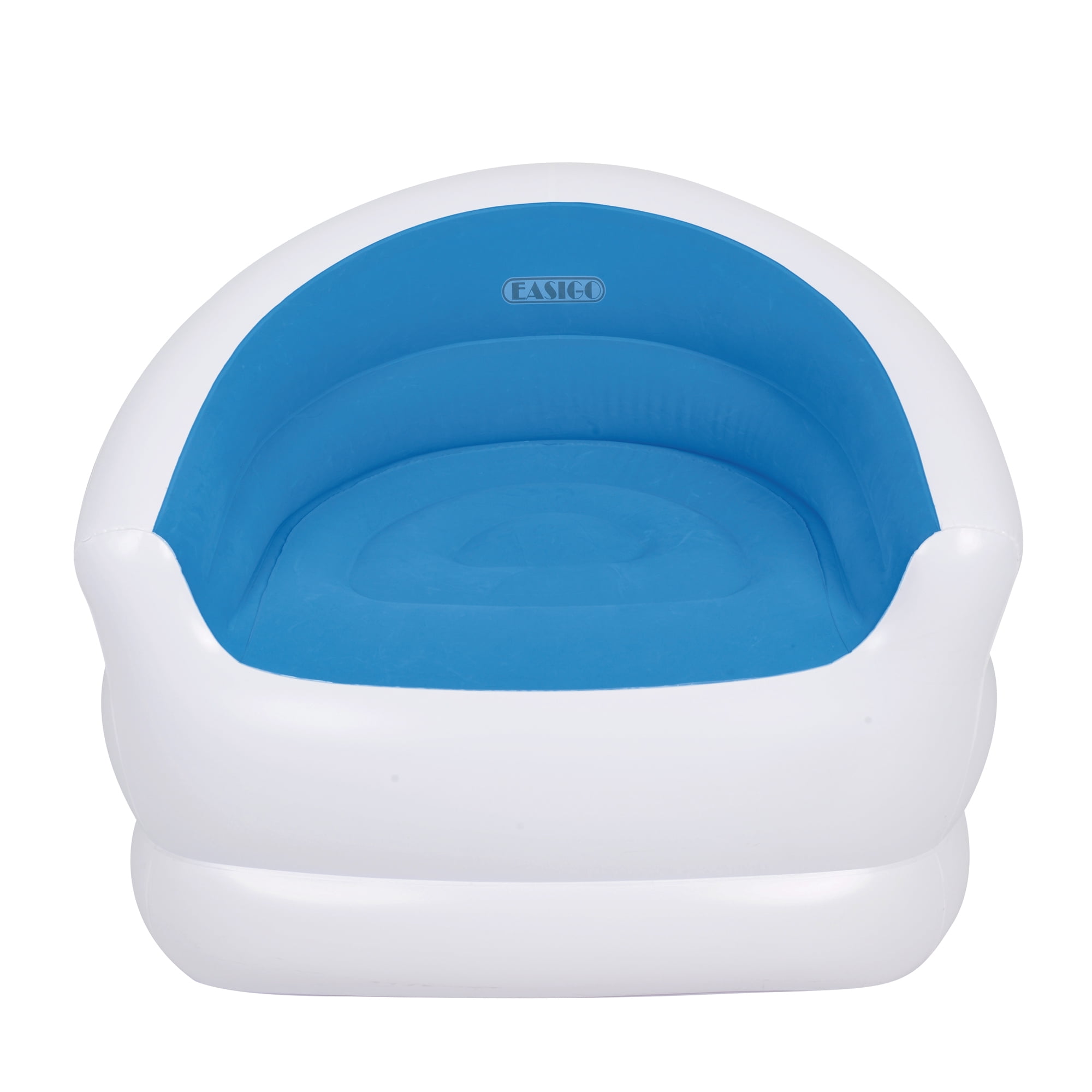 37" White and Blue Color-Splash Indoor/Outdoor Inflatable Lounge Chair