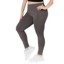 Women's High Waist Tech Pocket Activewear Leggings Plus Size - Charcoal, XL