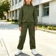 thumbnail image 3 of Kids Girls' 2-Piece Tracksuit Set Half Zip Pullover Sweatshirt and Jogger Sweatpants Long Sleeve Activewear Casual Lounge Wear for Sports Running Play, 3 of 7