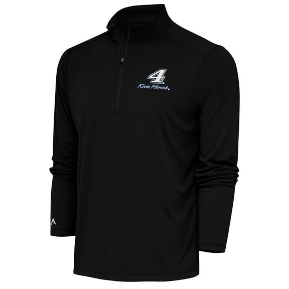 Men's Antigua Black Kevin Harvick Tribute Quarter-Zip Pullover Top