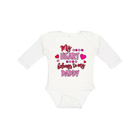 

Inktastic My Heart Belongs to My Daddy Gift Baby Boy or Baby Girl Long Sleeve Bodysuit