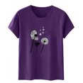 thumbnail image 3 of Blusas de Manga Corta para las Mujeres Divertida Impresión Cuello Redondo Camiseta Vintage, Blusas de Primavera para las Mujeres, 3 of 5