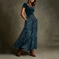 thumbnail image 5 of Warop Plus Size Paisley Print Maxi Skirt for Women Belted Boho High Waist Long Skirt Summer Vacation Swing Dress, 5 of 8