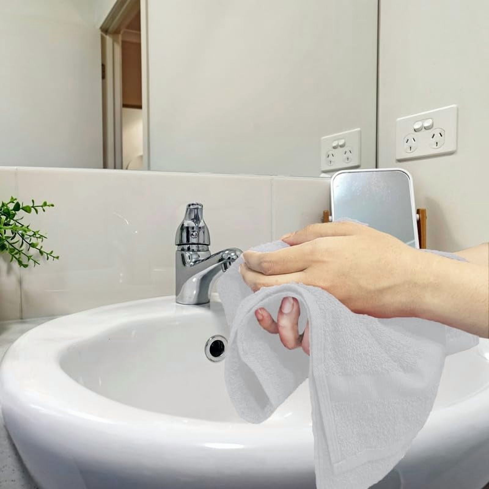 SupremePlus Premium Absorbent 16" x 27" 100% Ring Spun Cotton Hand Towels, White 24 Count
