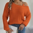 thumbnail image 2 of Fgnfyis Women Cold Shoulder Sweater with Metal Buckle Strap Long Sleeve Knit Pullover Top for Fashion Knitwear Orange L, 2 of 5