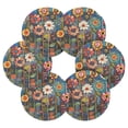 thumbnail image 7 of Yayeee 6 PCS Drink Coasters with Holder Set Woven Absorbent Round Tabletop Hot Pad, Blue Colorful Flowers, 7 of 7