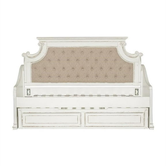 Pemberly Row Traditional Engineered Wood Twin Daybed with Trundle in White