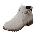 thumbnail image 6 of Ankle Boots for Women 2025 Fashion Casual Suede Round Toe Chunky Low Heel Slip on Chelsea Booties Winter Fall Shoes Silver Size 8, 6 of 8