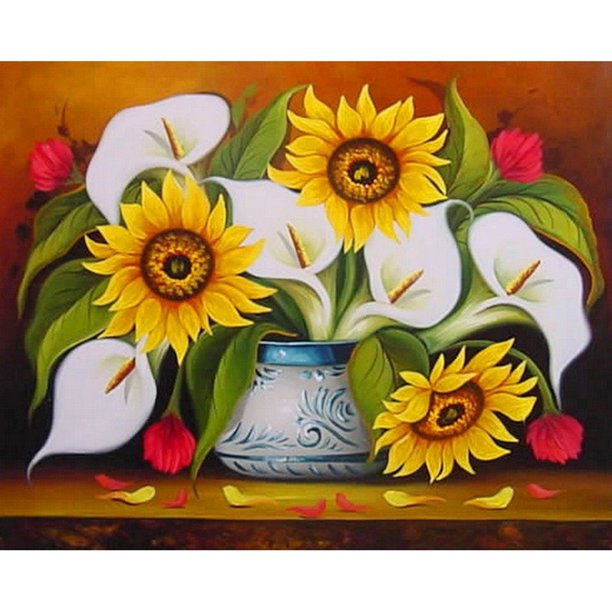 Perceuse Diamant Peinture (DF4356) 5D DIY Plein Tournesol Point De Croix Craft Kit (W1499) 50x70cm Hugtrwg Para estrenar