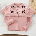 thumbnail image 2 of Lorytime Kids Girls Sweaters with Bows Cape Collar Cute Pullover Button Crewneck Long Sleeve Tops Soild Knitwear 4 Years, 2 of 7